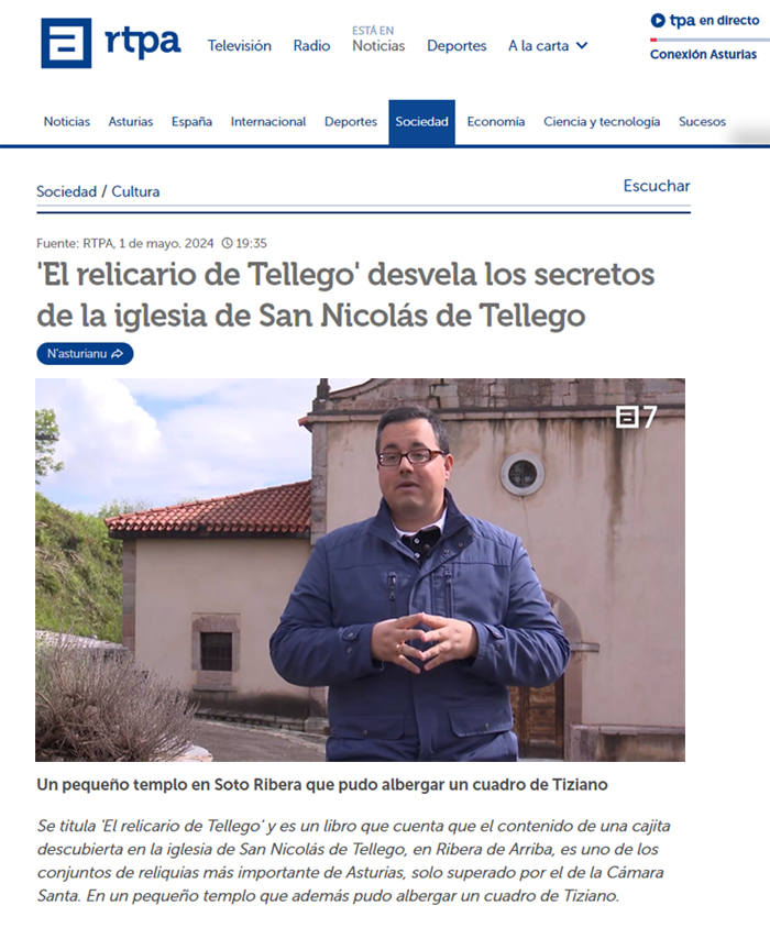 Miguel Dongil en la TPA entrevistado sobre el Relicario de Tellego