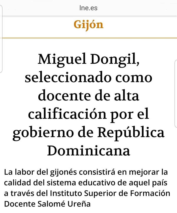 Reseña sobre la selección de Miguel Dongil como docente de alta calificación por el gobierno de la República Dominicana