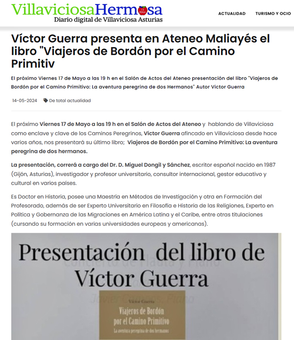 Miguel Dongil en la reseña sobre la presentación de Victor Guerra en Villaviciosa