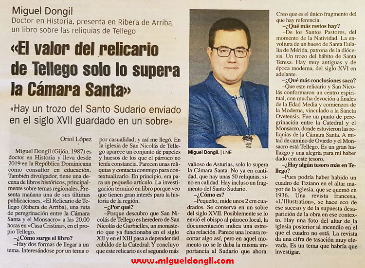 Entrevista a Miguel Dongil sobre el Relicario de Tellego y la Cámara Santa