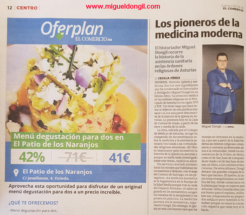 Reseña sobre la presentación del libro de Miguel Dongil sobre las órdenes religiosas y su atención médica