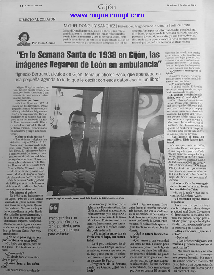 Entrevista a Miguel Dongil por Cuca Alonso, a su trayectoria en la Semana Santa de Gijón
