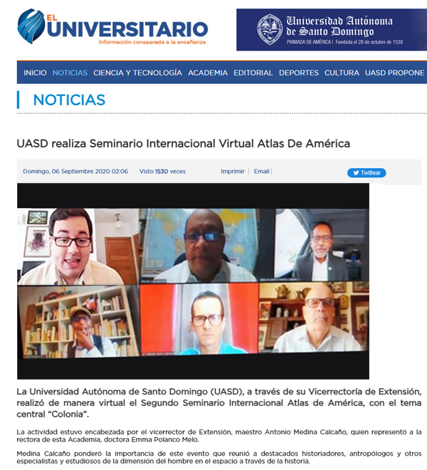 Reseña sobre la participación de Miguel Dongil en el Seminario Internacional Atlas de América organizado por la UASD