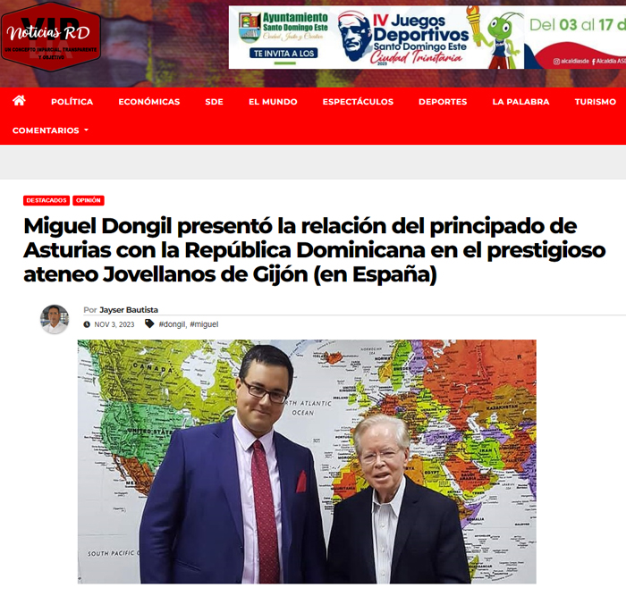Reseña sobre la presentación de Miguel Dongil de su conferencia sobre la emigración asturiana en R. Dominicana