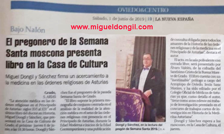 Reseña sobre el acto del pregón de Semana Santa de Grado a cargo de Miguel Dongil