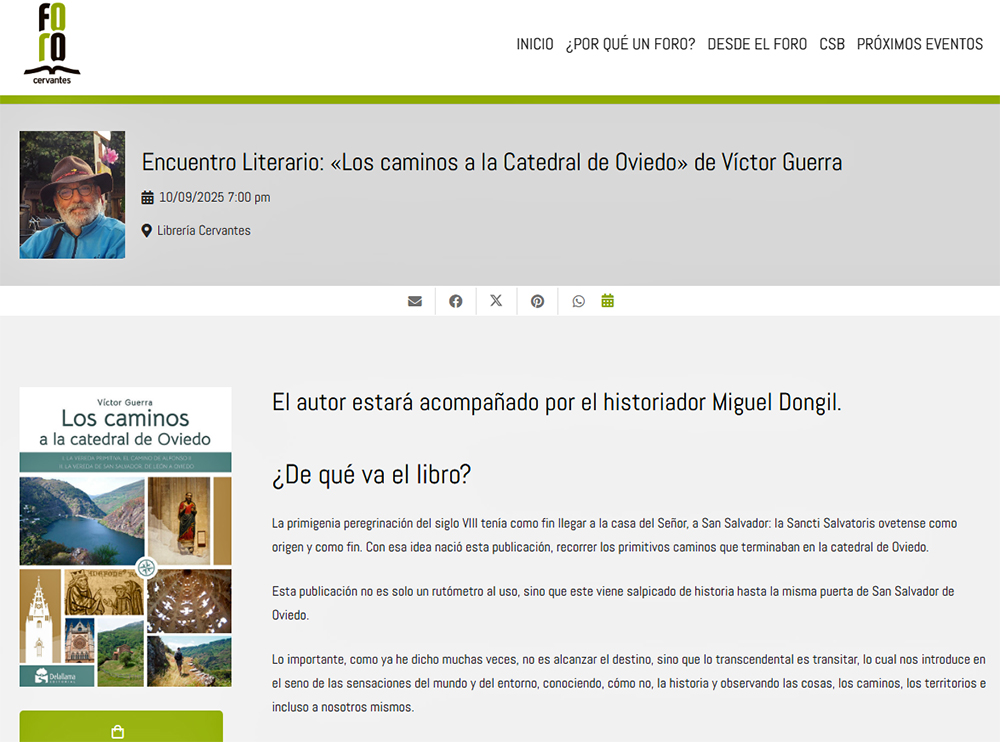 Aviso de la presentación de Miguel Dongil del libro de Victor Guerra.