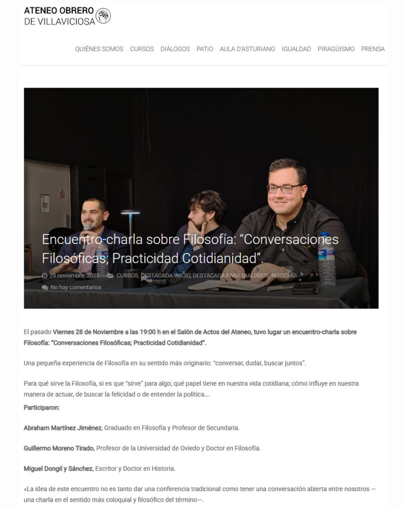 Miguel Dongil en el Ateneo Obrero de Villaviciosa